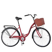 Велосипед городской 28 дюймов (стальная рама М, корзина, багажник, собран 75%) Profi MTB2804-1K Красный