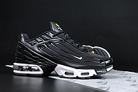 Мужские кроссовки Nike Air Max Plus 3 ltr TN tuned черно-белые Найк Аир Макс Плюс текстиль сетка баллон