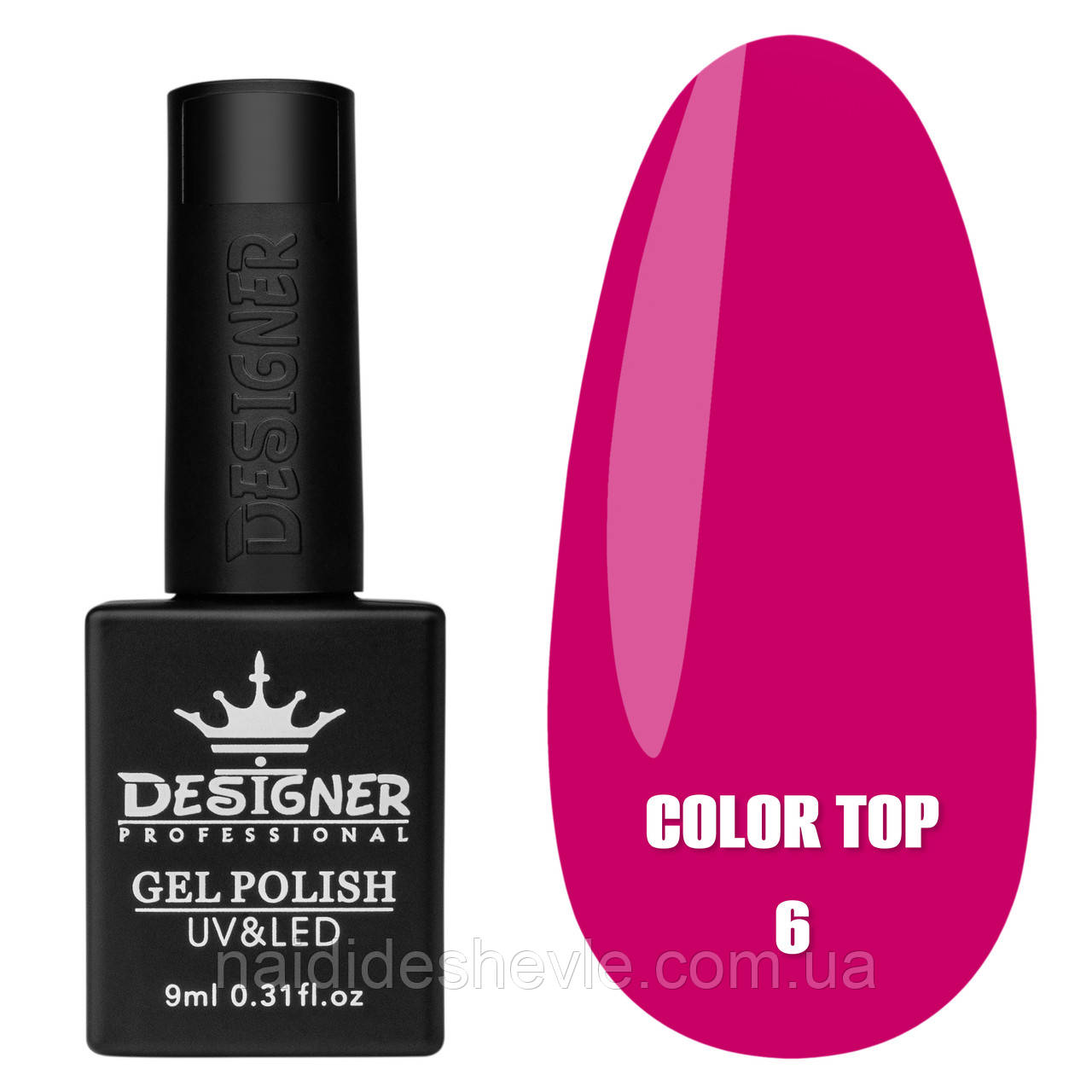 Color Top Дизайнер (9 мл.) - кольорове топове покриття для нігтів з вітражним ефектом Малиновий 06