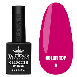 Color Top Дизайнер (9 мл.) - кольорове топове покриття для нігтів з вітражним ефектом Малиновий 06, фото 2