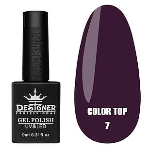 Color Top Дизайнер (9 мл.) - кольорове топове покриття для нігтів з вітражним ефектом Бузковий 07, фото 2