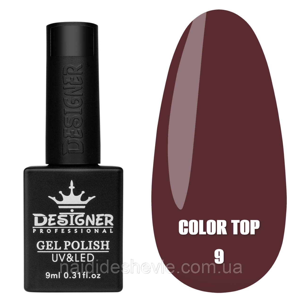 Color Top Дизайнер (9 мл.) - кольорове топове покриття для нігтів з вітражним ефектом Бордовий 09