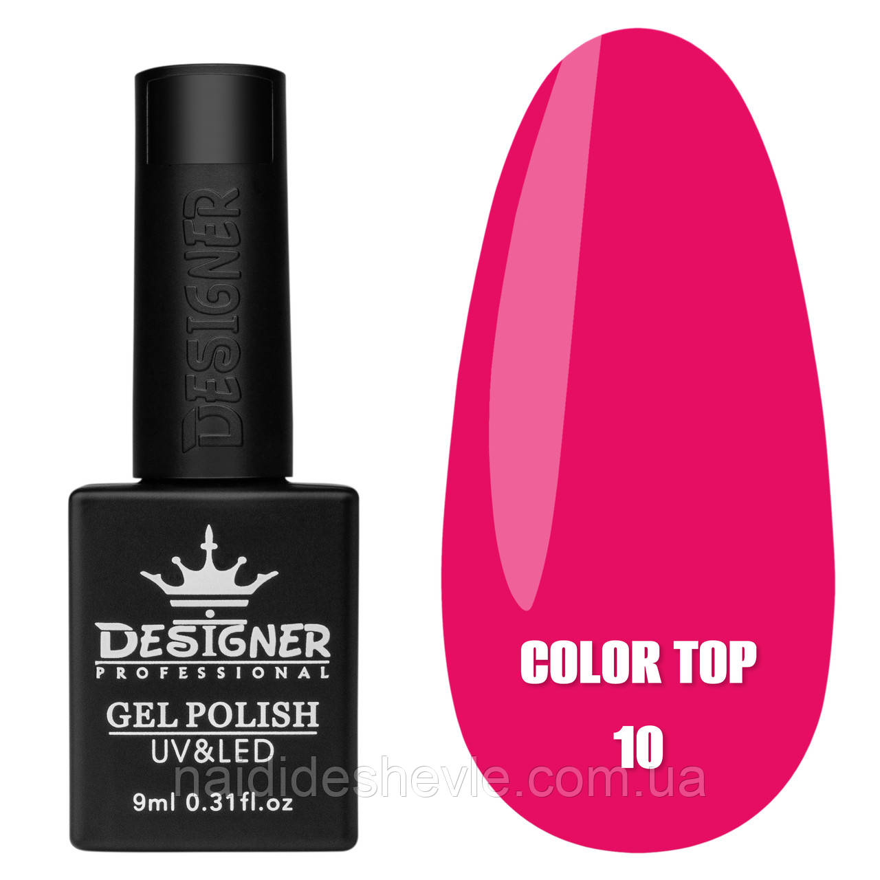Color Top Дизайнер (9 мл.) - кольорове топове покриття для нігтів з вітражним ефектом Рожевий 10