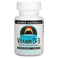 Витамин Source Naturals Витамин D-3, 10000 МЕ, Vitamin D-3, 60 гелевых капсул (SN2791) - Топ Продаж!