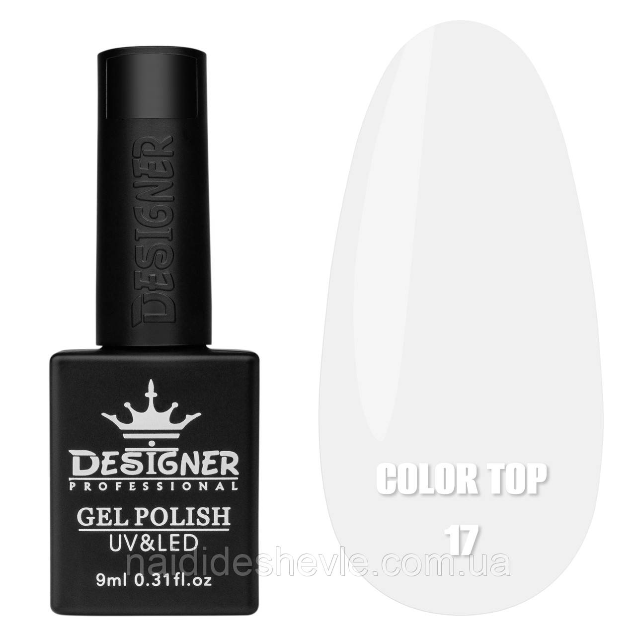 Color Top Дизайнер (9 мл.) - кольорове топове покриття для нігтів Молочний білий 17