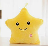 Подушка нічник Зірочка з підсвіткою 40x35 см жовта, фото 5