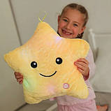 Подушка нічник Зірочка з підсвіткою 40x35 см жовта, фото 3