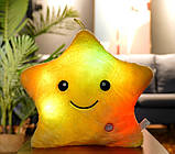 Подушка нічник Зірочка з підсвіткою 40x35 см жовта, фото 4