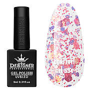 Гель-лак для нігтів Confetti gel Дизайн з блискітками-конфетті різного розміру, 9 мл Рожевий з фіолетовим №534