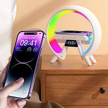 Настільна лампа нічник Light Sound Machine XM-X63 з годинником Bluetooth колонкою бездротовою зарядкою, фото 3