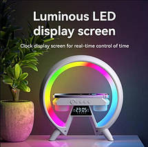 Настільна лампа нічник Light Sound Machine XM-X63 з годинником Bluetooth колонкою бездротовою зарядкою, фото 4
