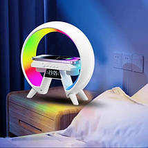 Настільна лампа нічник Light Sound Machine XM-X63 з годинником Bluetooth колонкою бездротовою зарядкою, фото 6