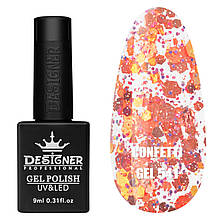 Гель-лак Confetti gel Дизайнер (9 мл) з конфетті різних розмірів Мідний з рожевим №541