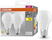Светодиодная лампа OSRAM BASE CLASSIC A GLFR 60 с цоколем E27, форма колбы, двойная упаковка, 6,5 Вт, 806 лм,