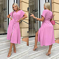 Модное летнее женское платье миди розовое