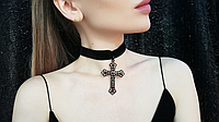 Ожерелье,колье Чокер (choker) с крестиком