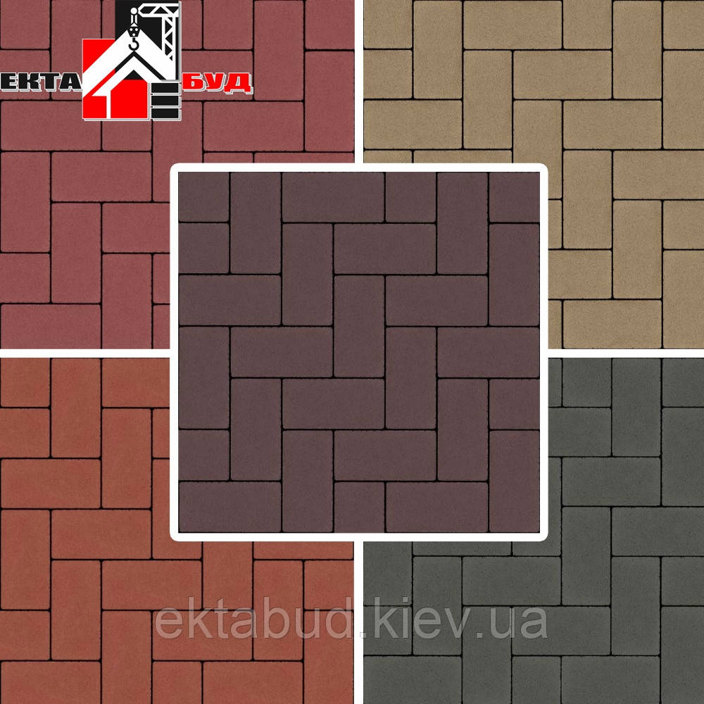 Тротуарна плитка БРУКІВКА 200х100 60мм безфаскова, фото 1