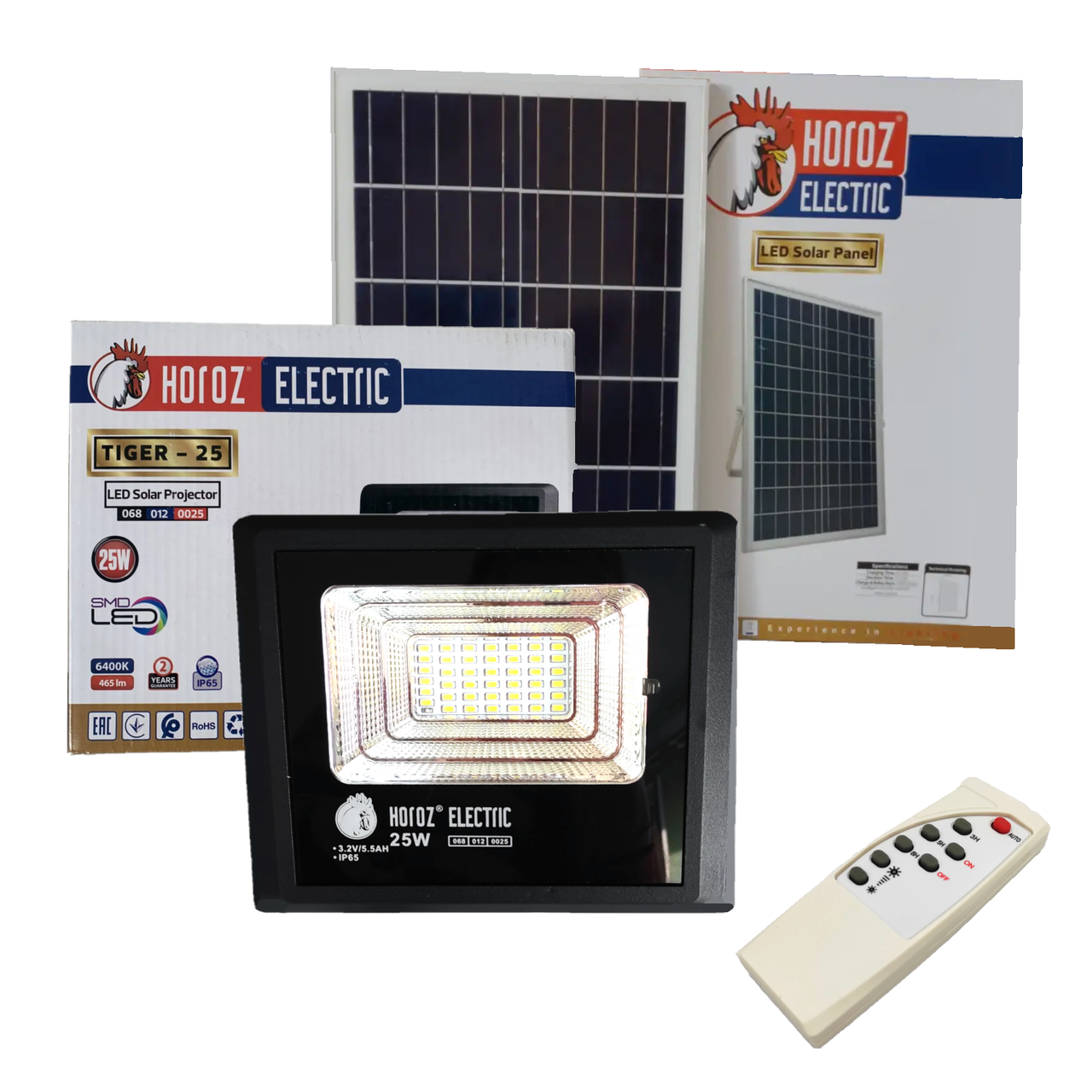 "TIGER-25" 25W 6400K вуличний світлодіодний led прожектор на сонячній батареї Horoz Electric (068-012-0025-010)