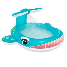 Дитячий надувний басейн Intex 57440 «Кит», 201 х 196 х 91 см, з фонтаном