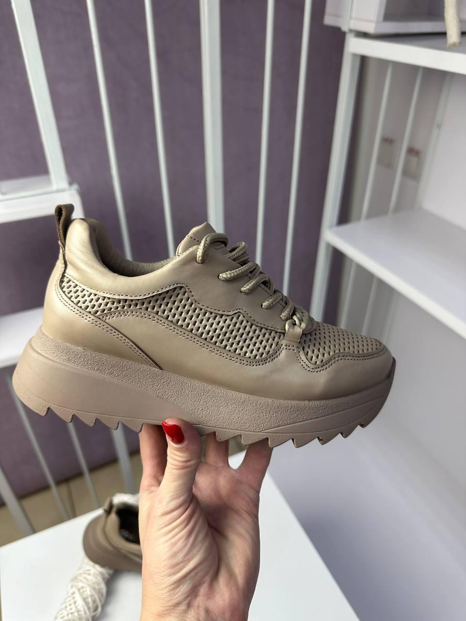 Кросівки жіночі Arcoboletto капучино шкіряні повсякденні демісезонні модні, фото 1