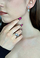 Срібний комплект прикрас з кубічним цирконієм, покритий родієм — класика, яка завжди в тренді