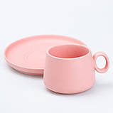 Чашка з блюдцем керамічна 300 мл Рожева, фото 2
