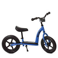 Беговел детский PROFI KIDS 12", колеса EVA, пласт.обод, подст.для ног, подножка, голубой (M5455-3)