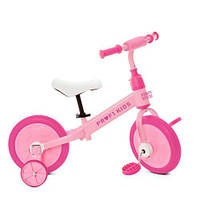 Велосипед-беговел детский PROFI KIDS 12 д., колеса EVA, 2в1, педали, прил. колеса, эксцентрик, розовый (MBB1012-2)