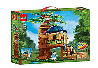 Детский набор мелкого конструктора Дом на дереве Майнкрафт 537 деталей с гирляндой + игровые фигурки SNM