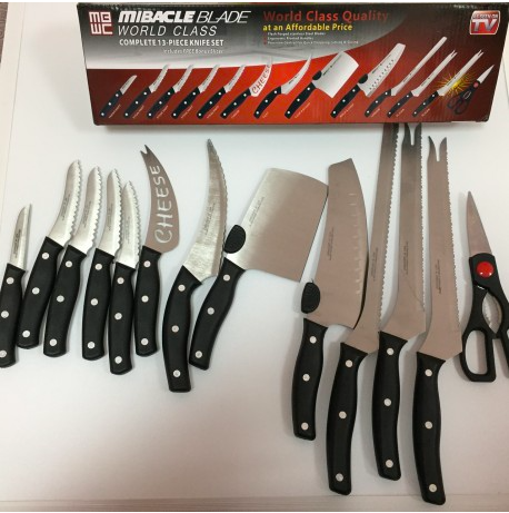 Набір кухонних ножів Miracle — професійне заточування, 13 предметів (ніж для м'яса, сиру, випічки, стейків)