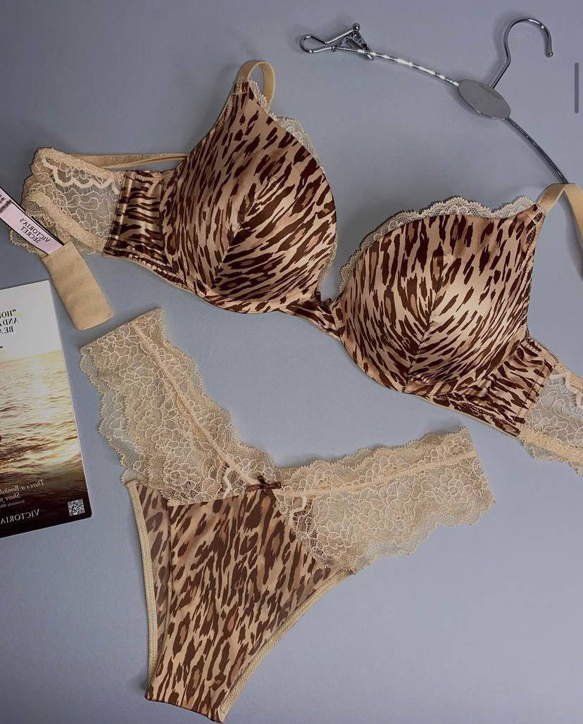 Комплект білизни Victoria's Secret Dream Angels Lace Push up, Леопардовий 34В (75В) / S, фото 1