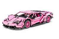Детский конструктор Гоночная машина функциональный автомобиль развивающая игрушка розового цвета на 1294 дет