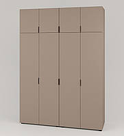 Современный распашной коричневый двухметровый шкаф 4д 200 см для одежды в спальню с антресоллю под потолок Сан Марино высотой 240 см Капучино