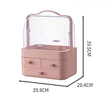 Органайзер для косметики 4 секції великий Three Drawers YM206-2, рожевий, фото 11