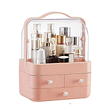 Органайзер для косметики 4 секції великий Three Drawers YM206-2, рожевий, фото 9