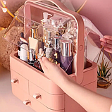 Органайзер для косметики 4 секції великий Three Drawers YM206-2, рожевий, фото 8
