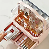 Органайзер для косметики 4 секції великий Three Drawers YM206-2, рожевий, фото 5