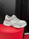 Кросівки жіночі білі із сірим шкіряними повсякденними легкими, фото 3