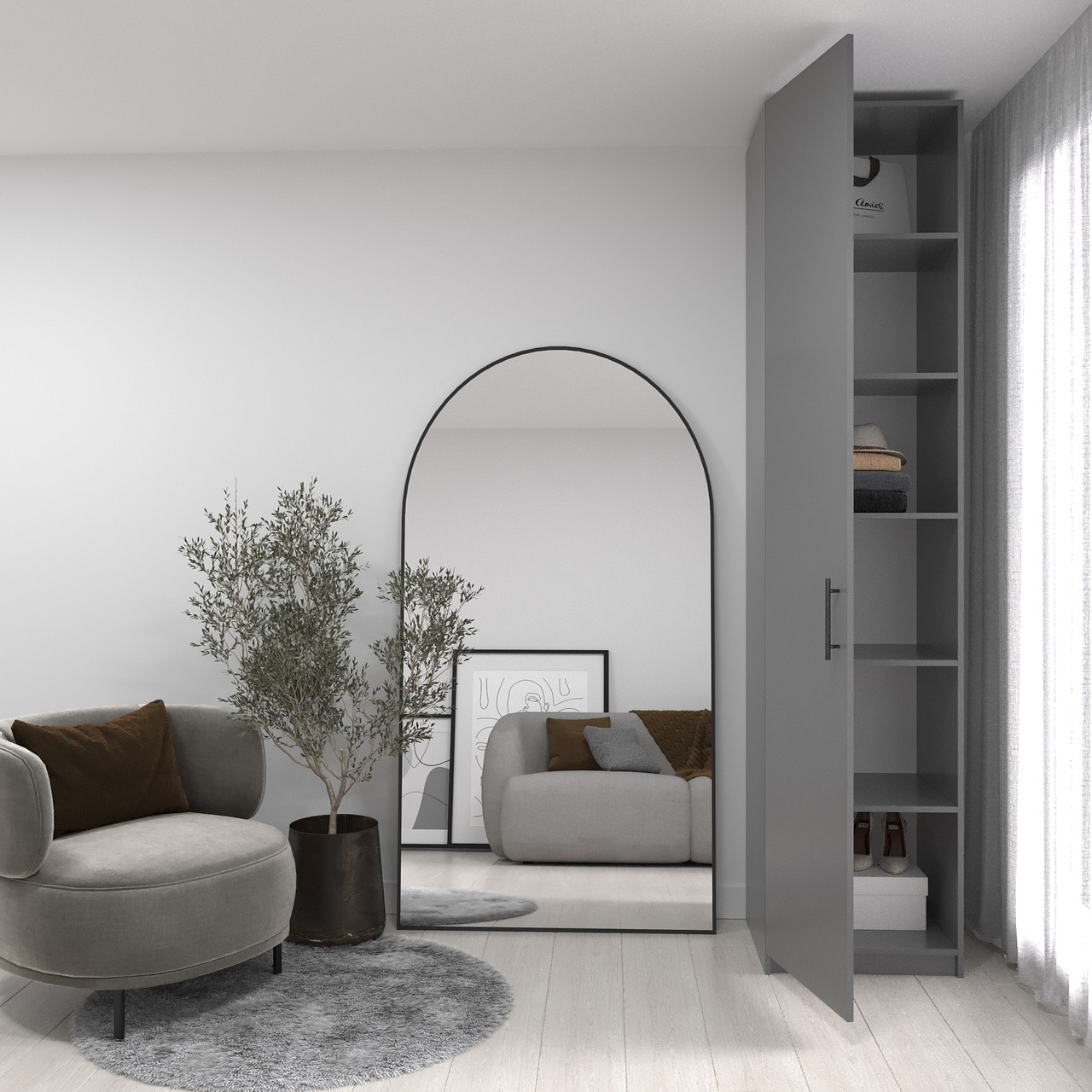 Шафа з полицями ДСП 2400х500х420 мм Антрацит, фото 1