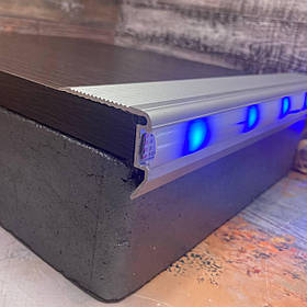 Протиковзкий профіль для ступенів з LED-підсвічуванням А47*33 2, Срібло