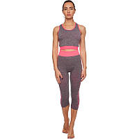 Костюм спортивный женский для фитнеса и тренировок лосины и топ SIBOTE ST-2098 цвет розовый sh