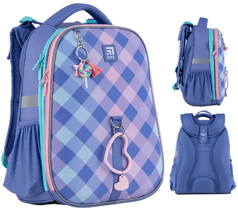 Ранець каркасний "Kite" Education 531 Purple Chequer 2від.,2карм. №K24-531M-2(4)