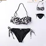 Жіночий пляжний чорний купальник на зав'язках, фото 7