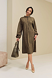 Замшеве демісезонне плаття вільного крою з поясом та широкими рукавами 42-52 розміри різні кольори, фото 8