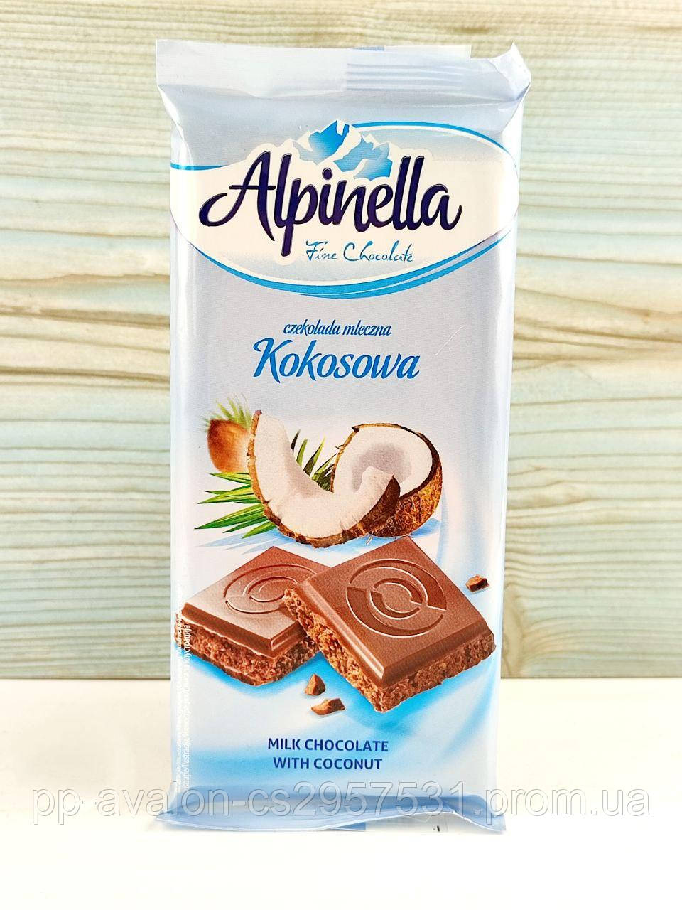Молочний шоколад з кокосом Alpinella Kokosowa 90г Польща