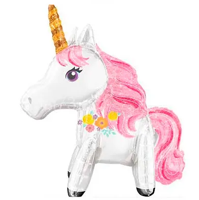 Фольгована кулька фігура стоячка "Єдиноріг" рожева 66х72см. в уп. (1шт)