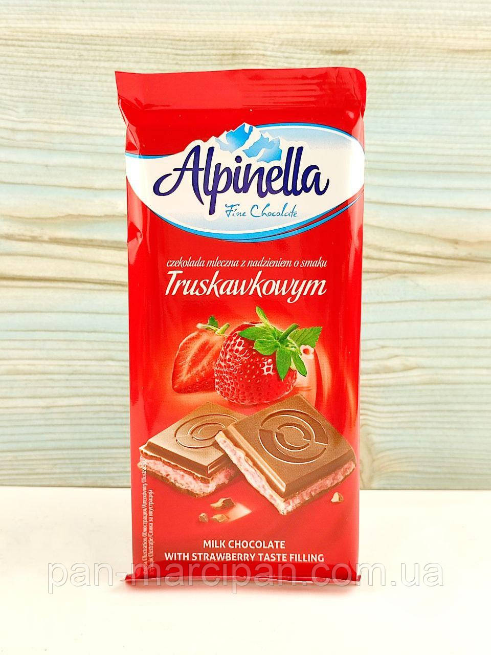 Молочний шоколад з полуницею Alpinella o smaku Truskawkowym 100г Польща