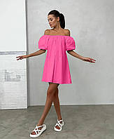Женское летнее легкое платье из ткани софт с открытыми плечами размеры 42-48