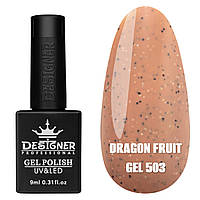 Гель-лак для нігтів Dragon fruit gel Дизайн з дрібною чорно-білою крихтою, 9 мл Бежевий №503