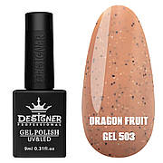 Гель-лак для нігтів Dragon fruit gel Дизайн з дрібною чорно-білою крихтою, 9 мл Бежевий №503